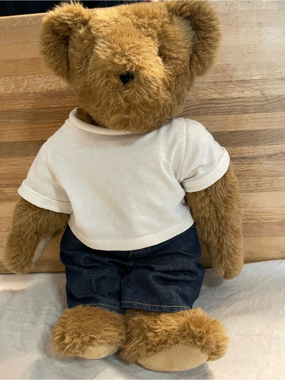 Classic Brown VermonTeddy Bear with Cream Shirt and Blue Shorts - Plush Kids Toy